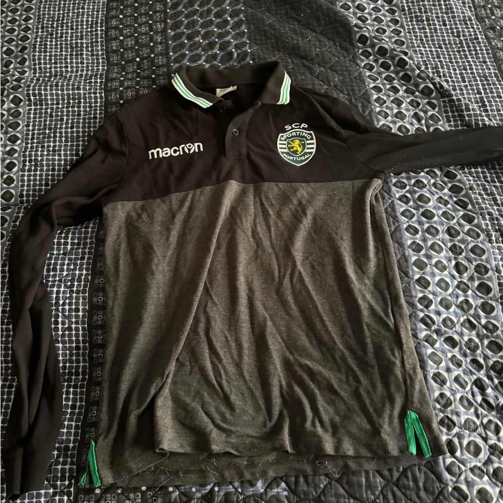 Sporting lisbon portugal macrom shirt polo used large soccer cr7 cristiano
